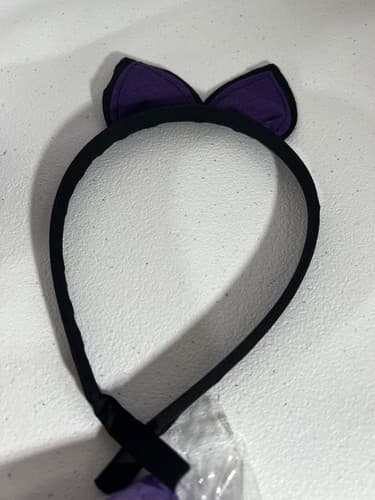 Halloween Purple Ruffles Bat Girl Costume Kids 10/12 Dress Wings Headpiece Bag - Thumbnail 5