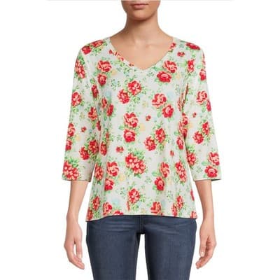 Pioneer Woman Vneck Floral Spring Summer Long Sleeve Top Blouse XL
