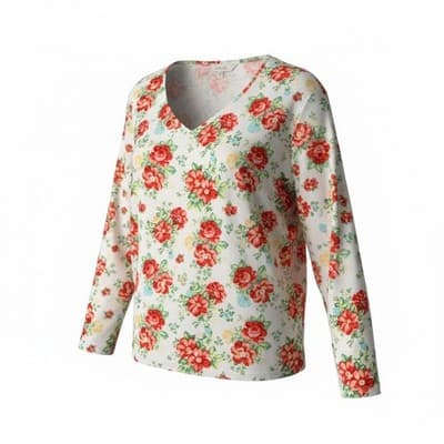 Pioneer Woman Vneck Floral Spring Summer Long Sleeve Top Blouse XL - Thumbnail 2