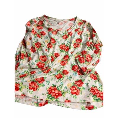 Pioneer Woman Vneck Floral Spring Summer Long Sleeve Top Blouse XL - Thumbnail 3