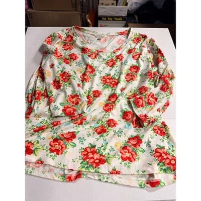 Pioneer Woman Vneck Floral Spring Summer Long Sleeve Top Blouse XL - Thumbnail 4