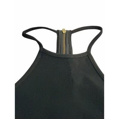 Express Women’s Halter Neck Cutout Back Fitted Bodycon Dress Black 6 Zip Back - Thumbnail 4