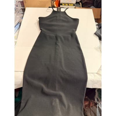 Express Women’s Halter Neck Cutout Back Fitted Bodycon Dress Black 6 Zip Back - Thumbnail 11