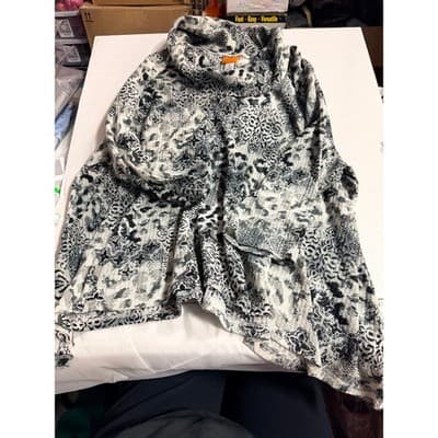 Ruby RD Women’s Plus Cowl Neck Pullover Blouse Tunic Top Black Gray Pattern 3X - Thumbnail 4