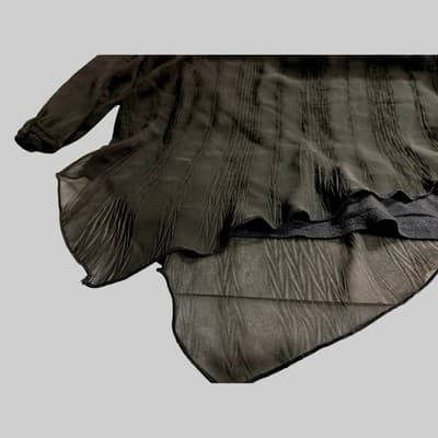 ALYX Elegant Chiffon Handkerchief Cut Layered Blouse TunicTop Black Large - Thumbnail 10