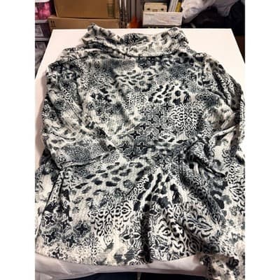 Ruby RD Women’s Plus Cowl Neck Pullover Blouse Tunic Top Black Gray Pattern 3X - Thumbnail 12