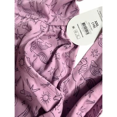 NWT Wonder Nation Girls Unicorn Cotton Long Sleeve Play Dress Purple XXL (18 ) - Thumbnail 3