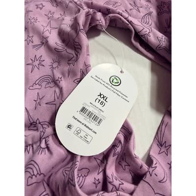 NWT Wonder Nation Girls Unicorn Cotton Long Sleeve Play Dress Purple XXL (18 ) - Thumbnail 12