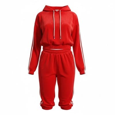 Fashion Nova Tennis Glam Set Two Piece Jogger Hoodie Pants Set Red White XS NWT - Thumbnail 2
