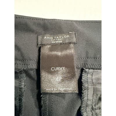 Anne Taylor Womens Tailored Fit Curvy Flat Front Ankle Pants Black 4P NWOT - Thumbnail 7