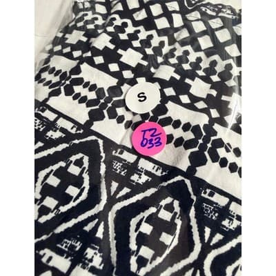 Mossimo Abstract Geo Pattern Tie Waist Dress Black White Small 3/4 Sleeves - Thumbnail 19