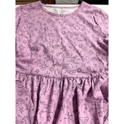 NWT Wonder Nation Girls Unicorn Cotton Long Sleeve Play Dress Purple XXL (18 ) - Thumbnail 9