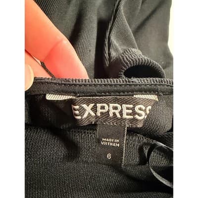 Express Women’s Halter Neck Cutout Back Fitted Bodycon Dress Black 6 Zip Back - Thumbnail 12