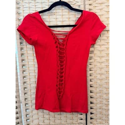 Gorgeous Zombie Punk Rock Graphic T-Shirt Red Wide V Neckline Cap Sleeve - Thumbnail 9
