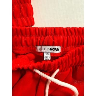 Fashion Nova Tennis Glam Set Two Piece Jogger Hoodie Pants Set Red White XS NWT - Thumbnail 16