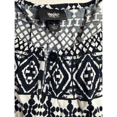 Mossimo Abstract Geo Pattern Tie Waist Dress Black White Small 3/4 Sleeves - Thumbnail 17