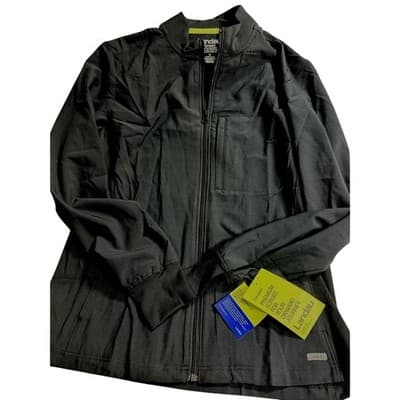 Landau Forward Womens 3 Pocket Scrub Jacket Black Medium Full Zip Front NWT - Thumbnail 3