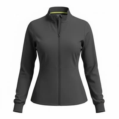 Landau Forward Womens 3 Pocket Scrub Jacket Black Medium Full Zip Front NWT - Thumbnail 2