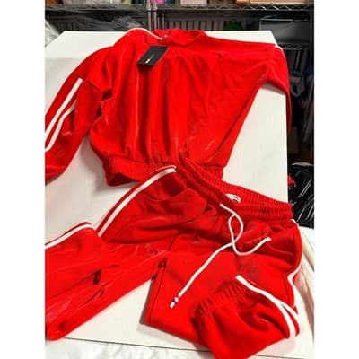 Fashion Nova Tennis Glam Set Two Piece Jogger Hoodie Pants Set Red White XS NWT - Thumbnail 15