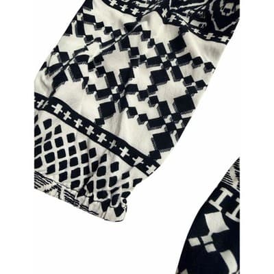 Mossimo Abstract Geo Pattern Tie Waist Dress Black White Small 3/4 Sleeves - Thumbnail 11