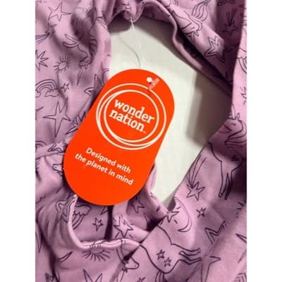 NWT Wonder Nation Girls Unicorn Cotton Long Sleeve Play Dress Purple XXL (18 ) - Thumbnail 8