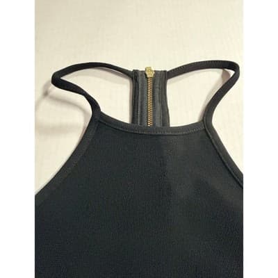 Express Women’s Halter Neck Cutout Back Fitted Bodycon Dress Black 6 Zip Back - Thumbnail 8