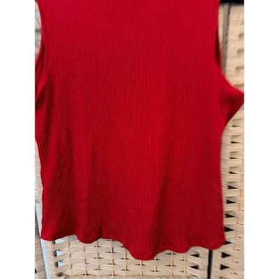 A New Day Sleeveless Ribbed-Knit Polo Top XL Red Button Up Collared Stretch - Thumbnail 9