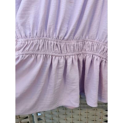 Nine West Long Sleeve Peplum Blouse M Light Lilac Ruffle Smocked Waist - Thumbnail 10