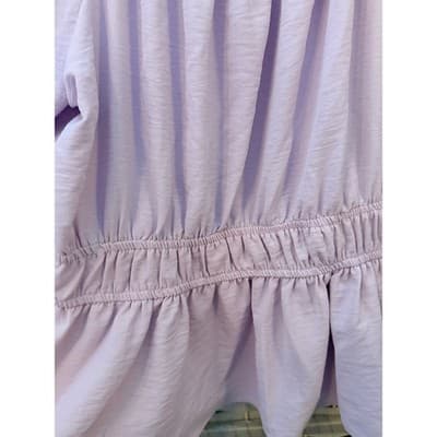 Nine West Long Sleeve Peplum Blouse M Light Lilac Ruffle Smocked Waist - Thumbnail 5