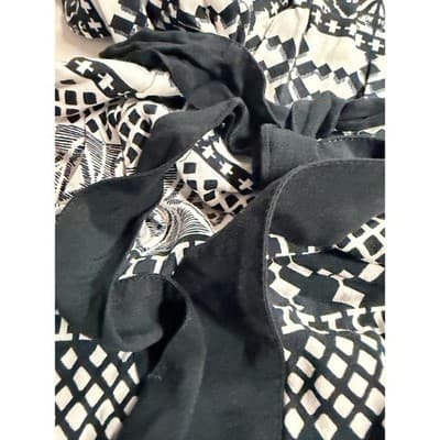 Mossimo Abstract Geo Pattern Tie Waist Dress Black White Small 3/4 Sleeves - Thumbnail 16
