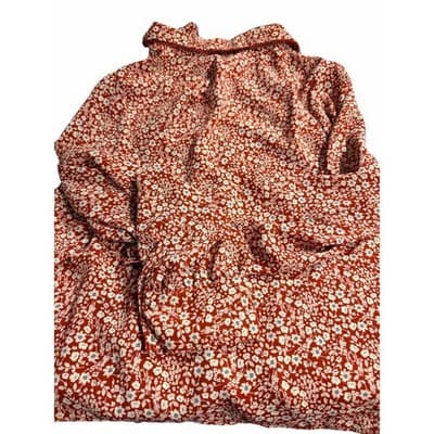SHEIN Women’s Plus Floral Spring Summer Long Sleeve Button Down Top Red 3XL - Thumbnail 3