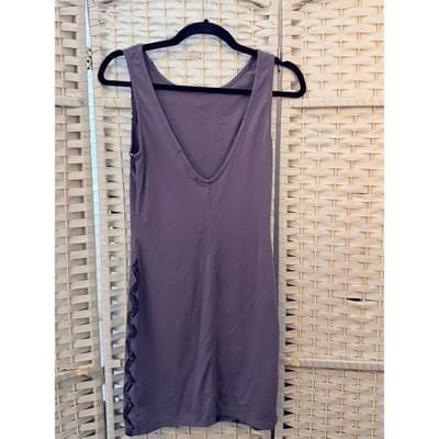 Planet Gold Couture Medium Sequin Chevron Sheath Mini Dress Sleeveless Purple - Thumbnail 8