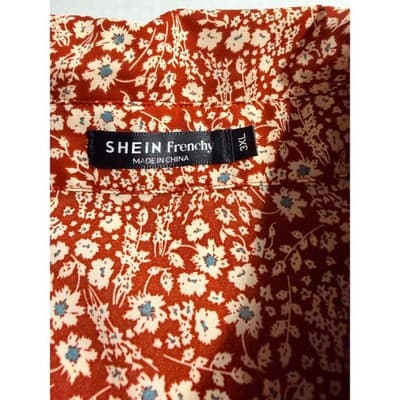 SHEIN Women’s Plus Floral Spring Summer Long Sleeve Button Down Top Red 3XL - Thumbnail 5