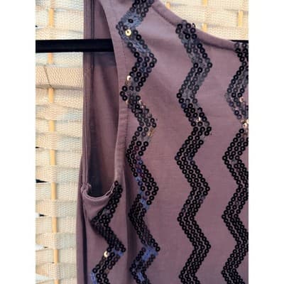 Planet Gold Couture Medium Sequin Chevron Sheath Mini Dress Sleeveless Purple - Thumbnail 4