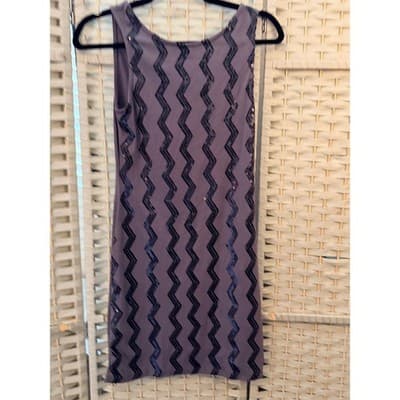 Planet Gold Couture Medium Sequin Chevron Sheath Mini Dress Sleeveless Purple - Thumbnail 2