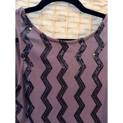 Planet Gold Couture Medium Sequin Chevron Sheath Mini Dress Sleeveless Purple - Thumbnail 5