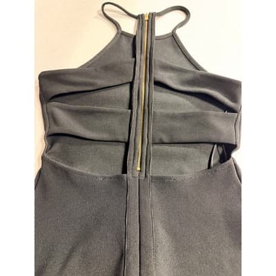 Express Women’s Halter Neck Cutout Back Fitted Bodycon Dress Black 6 Zip Back - Thumbnail 15