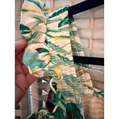Torrid Peplum Washable Crinkle Gauze Smocked Top Tropical Leaf Print Green 2 NWT - Thumbnail 10