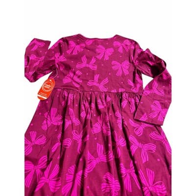 NWT Wonder Nation Girls Long Sleeve Casual Play Dress Hot Pink Large (10-12) - Thumbnail 3