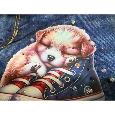Old Navy Girls Denim Shorts Puppy Sneaker Graphic Embellished Blue Size 10 - Thumbnail 8