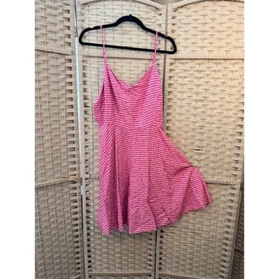 Old Navy Fit & Flare Cami Mini Dress XL Pink Stripe Slim Fit A-Line Sleeveless - Thumbnail 2