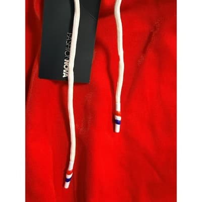 Fashion Nova Tennis Glam Set Two Piece Jogger Hoodie Pants Set Red White XS NWT - Thumbnail 14