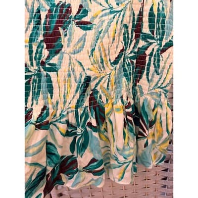Torrid Peplum Washable Crinkle Gauze Smocked Top Tropical Leaf Print Green 2 NWT - Thumbnail 13