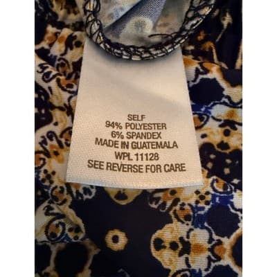 ROZ & ALI Wide Leg Palazzo Pants L Navy Gold Print Elastic Waistband Tie Detail - Thumbnail 11