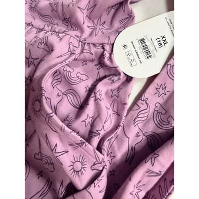 NWT Wonder Nation Girls Unicorn Cotton Long Sleeve Play Dress Purple XXL (18 ) - Thumbnail 15