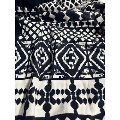 Mossimo Abstract Geo Pattern Tie Waist Dress Black White Small 3/4 Sleeves - Thumbnail 14