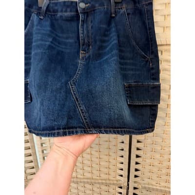 MUDD Women's Utility Mini Skirt Junior 15 Dark Blue Mid Rise Cargo Pocket - Thumbnail 3