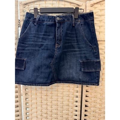 MUDD Women's Utility Mini Skirt Junior 15 Dark Blue Mid Rise Cargo Pocket - Thumbnail 2
