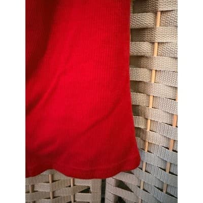 Women's Button Up Ribbed Details Tank Top S Red Scoop Neckline Sleeveless - Thumbnail 5