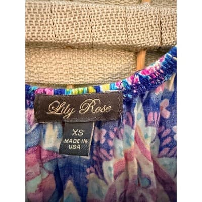 Lily Rose Floral Boho Mini Dress Purple Pink Off Shoulder Fit Flare XS - Thumbnail 10